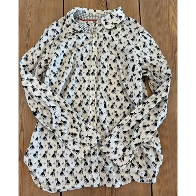 Talbots Button Up Medium Boston Terrier Black White - Image 1 of 4