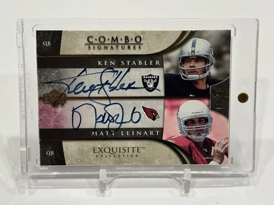 upper deck exquisite Combo QB Ken Stabler / Matt Leinart On Card Auto #07/20** - Image 1 of 4
