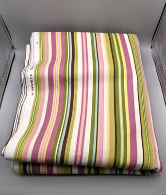Waverly Upholstery Fabric Beach Umbrella Stripe 5.25 yds Pink and Green - Image 1 of 4