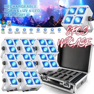 LED 4x25W RGBWA+UV Battery Powered WIRELESS DMX Par Can DJ Uplighting Up Light - Picture 1 of 22