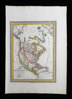 1824 VIVIEN mapa raro de América del Norte, Canadá, Estados Unidos, México, Texas, EE. UU. Foto 1 de 4