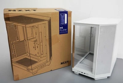 NZXT H6 Flow CC-H61FW-01 ATX Mid-Tower PC Case with Dual Chamber - White - Image 1 of 4