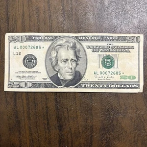 1996 Twenty Dollar Federal Reserve Note $20 Bill * STAR NOTE * Low Serial # - Picture 1 of 5