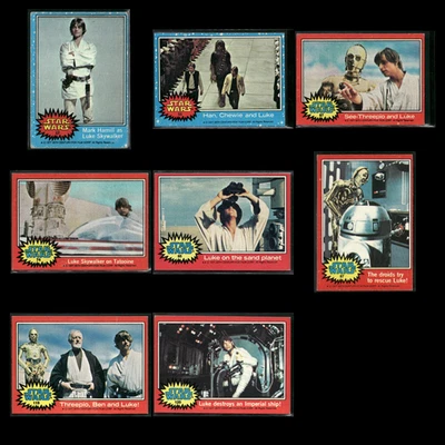 Star Wars 1977 Topps Lot (8) Vintage 1st Edition  Luke Skywalker - Image 1 of 4