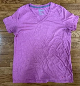Nike Pink Dri-fit Athletic Workout Running Loose-fit V-neck T-shirt Women's M - Picture 1 of 6