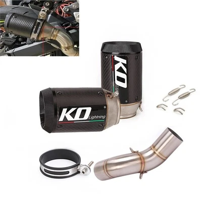 Mid Exhaust Link Pipe Slip 51mm Carbon Muffler Tips For Kawasaki Z900 2020-2025 - Image 1 of 4