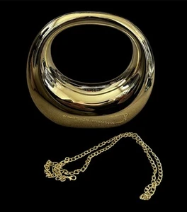 Gold Sculptural Acrylic Bag with Removable Chain Strap and Magnetic Closures - Picture 1 of 3