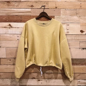 Vuori Restore Crew Pullover Sweatshirt Womens XL Yellow Crop Boxy Drawstring - Picture 1 of 4