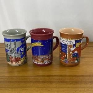 3 Vintage Deutscher Weihnachtsmarkt Christkindlmarkt 90er Glühwein Tassen Köln - Bild 1 von 15