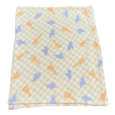 Manta polar rara vintage a cuadros elefante jirafa carters verde bebé Foto 1 de 4