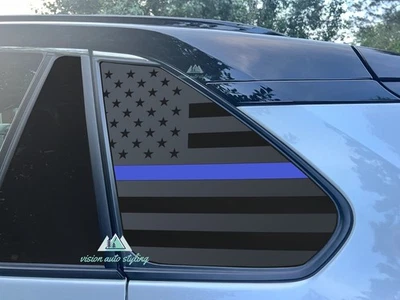 Se adapta a Toyota Rav4 2019-2025 cuarto de ventana trasero bandera americana línea roja azul Foto 1 de 4