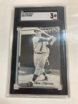 Sgc 3 1947 Bond bread clipped corners white back Vern Stephens - Image 1 of 2