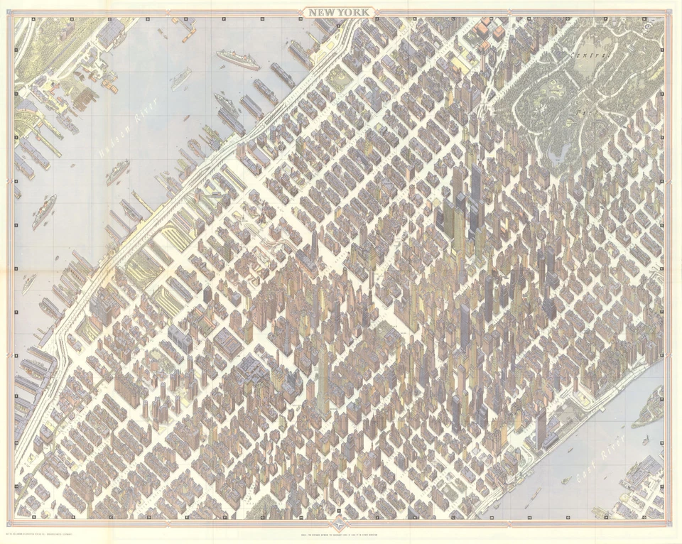 New York pictorial bird's eye view city plan. #40 BOLLMANN 1962 (1982) old map - Image 1 of 1