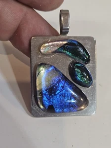 Glass Adorned Stainless Steel Pendant - Picture 1 of 5