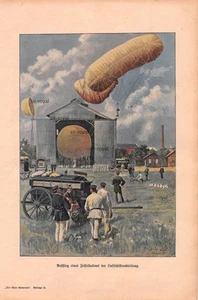 Palloncino manette reparto dirigibili - 1901 - stampa artistica storica ~19x28cm - Foto 1 di 1
