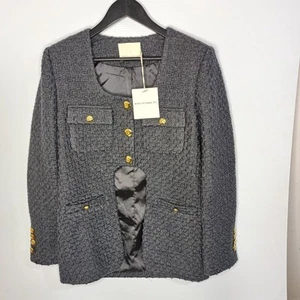 Thug Rose 777 Wool Blend Peacoat Style Blazer Jacket Womens Size M Medium Grey - Picture 1 of 9