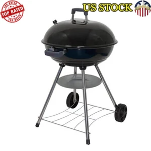 22" Charcoal Compact Kettle Grill Outdoor Cooking & BBQ Patios Tailgating Black - Picture 1 of 4