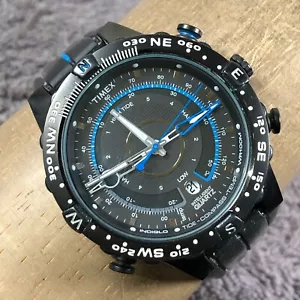 Timex Intelligent Men T49859 Compass Bezel Rubber Quartz Analog 45mm Watch 8" - Picture 1 of 13