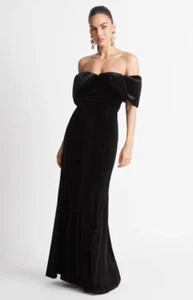 SHEIKE 'vanity' black velvet gown women size 6 off shoulder maxi elegant glamour - Picture 1 of 13