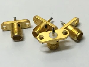 SMA X4 Bulk Deal Chassis Female Socket Connector Gold PTFE, Used Salvage Ex MOD - Picture 1 of 5