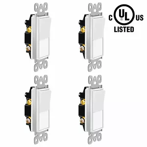 4Pack Decorator Paddle Rocker Light Switch Single Pole Grounding Screw UL Listed - Picture 1 of 12