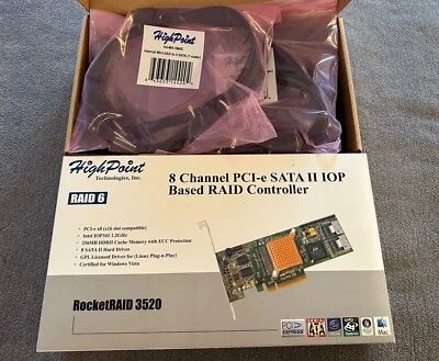 HighPoint RocketRaid 3520 Raid Adapter, 8x SATA-II Host Adapter Set, inkl. Kabel - Bild 1 von 4