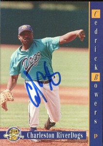 1997 Charleston Riverdogs CEDRICK BOWERS Signed Card autograph AUTO RAYS