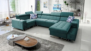 Sofa in U-Form Wohnlandschaft Schlaffunktion Eckcouch HILTONE IV Farbe wählbar - Bild 1 von 19