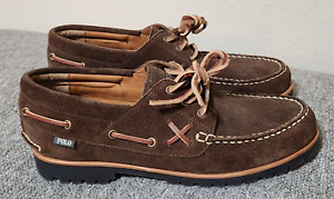 Polo Ralph Lauren Ranger Deck Suede Boat Shoes Chocolate Brown New Size 9