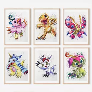 Juego de impresión de bolígrafo Digimon, póster de arte de videojuegos - Imagen 1 de 2