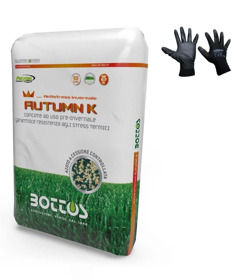 Bottos AUTUMN K, Concime granulare, antistress pre-invernale (25 Kg + guanti) - Immagine 1 di 4