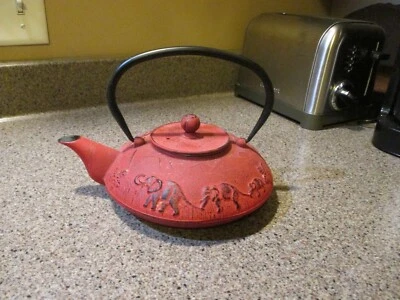 Vintage Asian Cast Iron Teapot with tea screen insert - Elephant Design - Image 1 of 4