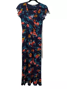 NEW Loveappella Maxi Dress Womens XS/S Blue Floral Faux Wrap Stretch Nordstrom - Picture 1 of 6