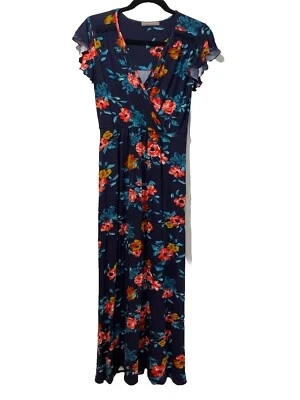 NEW Nordstrom Maxi Dress Women Small Floral Faux Wrap Stretch Travel Work Bloom - Image 1 of 4