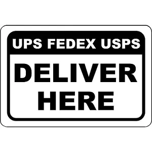 UPS FEDEX USPS Consegna Qui Insegna Alluminio 12"x 8" - Foto 1 di 1