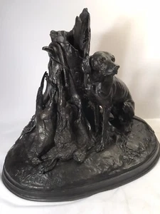 An Antique Cast Iron Statue/ P.J.Mene/ Signed & Dated 1850/ Setter Dog/ Animals - Picture 1 of 12