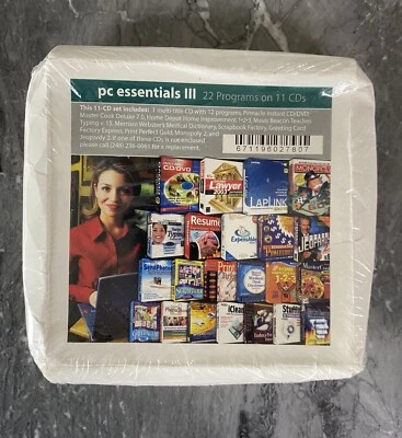Vintage Software PC ESSENTIALS 3  22 programs on 11 CDs Jeopardy MonopolyBEacon - Image 1 of 4