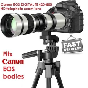 For Canon EOS DSLR Digital Fit 420 800mm Zoom Lens Kits 1200D 1300D 2000D 4000D - Picture 1 of 10