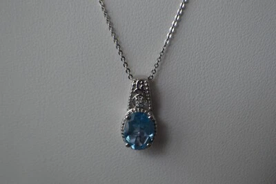 2.14ct Marambia Blue Topaz/Zircon Pendant w/ 20" Chain Platinum over Fine Silver - Image 1 of 4