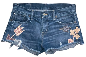 Pantalones Cortos de Jean Ralph Lauren Envejecidos Florales Patchwork Denim Supply Boyfriend 27w - Imagen 1 de 12