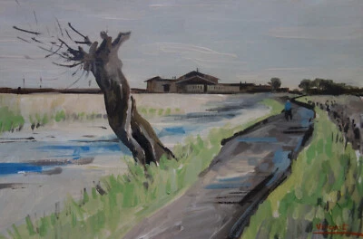 Rare unique painting, Rural landscape, signed Vincent van Gogh - Image 1 of 4