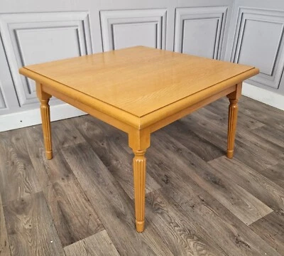 Vintage Oak Coffee Lamp Table - Square Wood Turned Fluted Splayed Legs Gustavian - image 1 of 4