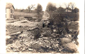 RPPC Katastrophe Überschwemmung Gould Hill antike Postkarte A46 - Bild 1 von 2