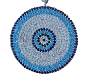 925 Sterling Silver Blue Evil Eye Pendant Necklace Protective Amulet - Picture 1 of 5