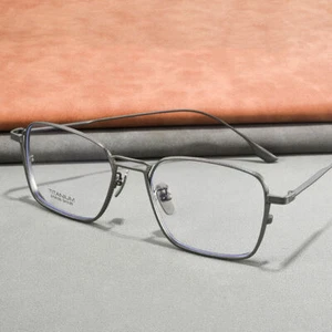 Reintitan Eckig Brillengestell Ultraleicht Damen Herren Japanisch Retro Brille - Bild 1 von 20