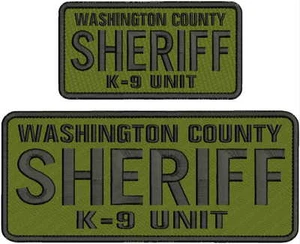 WASHINGTON  COUNTY SHERIFF K-9 UNIT 4X10 & 3X6 hook on back OD/BLK - Picture 1 of 2
