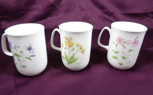 Rose of England Fine Bone China Floral Tea / Coffee Cups set of 3 ~ EUC - Picture 1 of 19