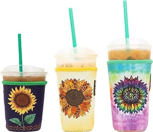 Maniche da caffè ghiacciate Baxendale per tazze da bevande fredde - confezione da 3 neoprene riutilizzabile - Foto 1 di 7