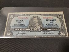 1937 Canadian $5 Dollar Note  Error Alignment