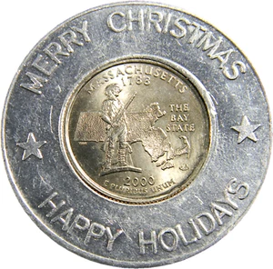 Massachusetts, 2000-P Merry Christmas Encased Quarter Token (02403) - Bild 1 von 2